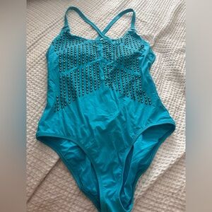 Swimsuit Edition: Turquoise Studded One-Piece Swimsuit